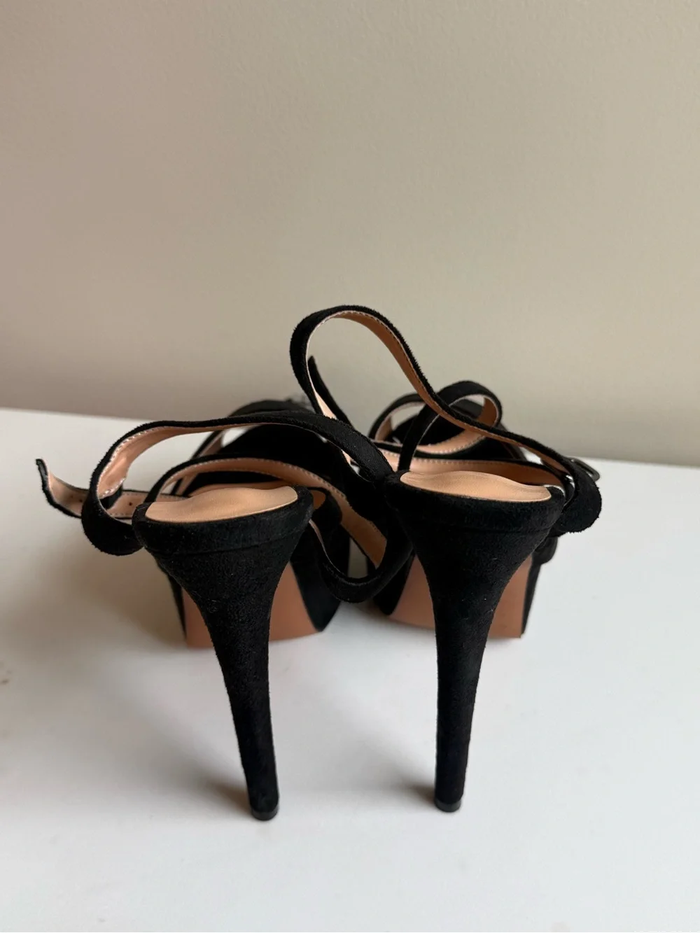 Women’s Black Suede Platform Peep-Toe Heels